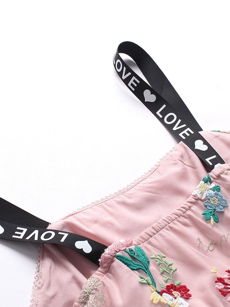 Lydia – Mesh Embroidered Mid-Length Suspender Skirt