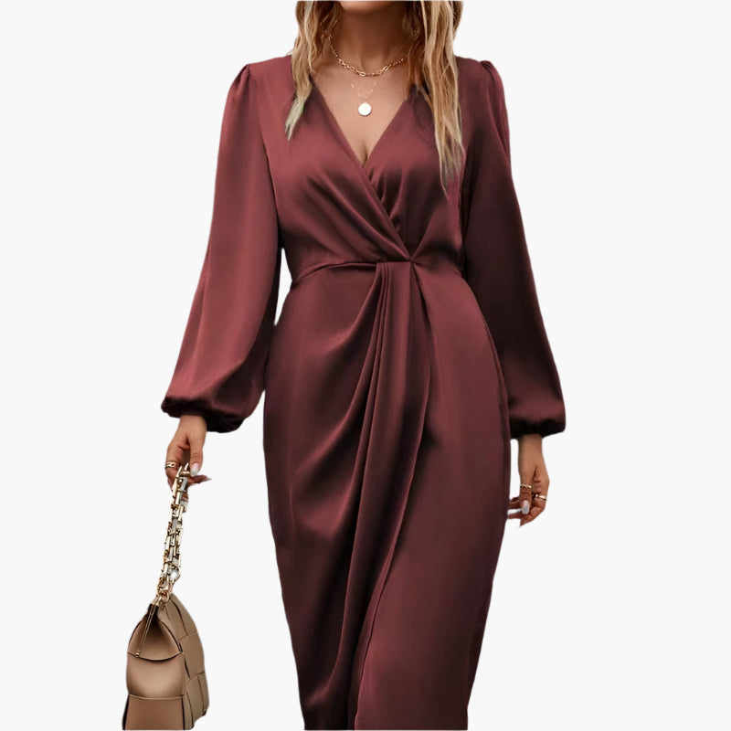 Rose – Elegant Long V-Neck Dress