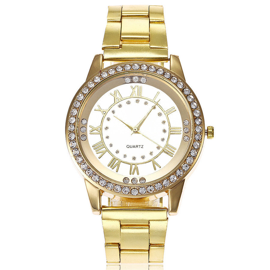 Natasha – Rose Gold Quartz Rhinestone Watch