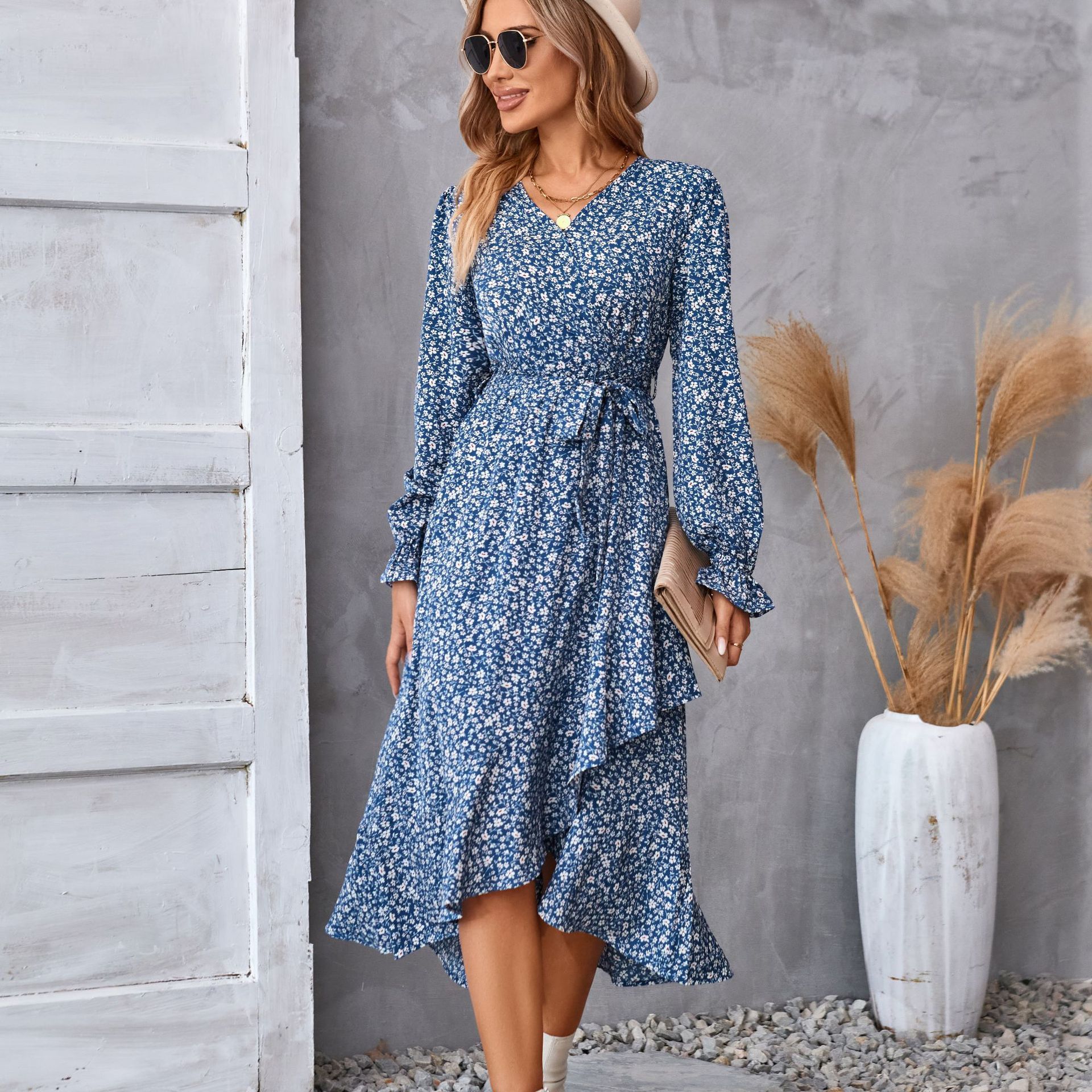 Rebecca – Ruffled Floral Long Sleeve Dress