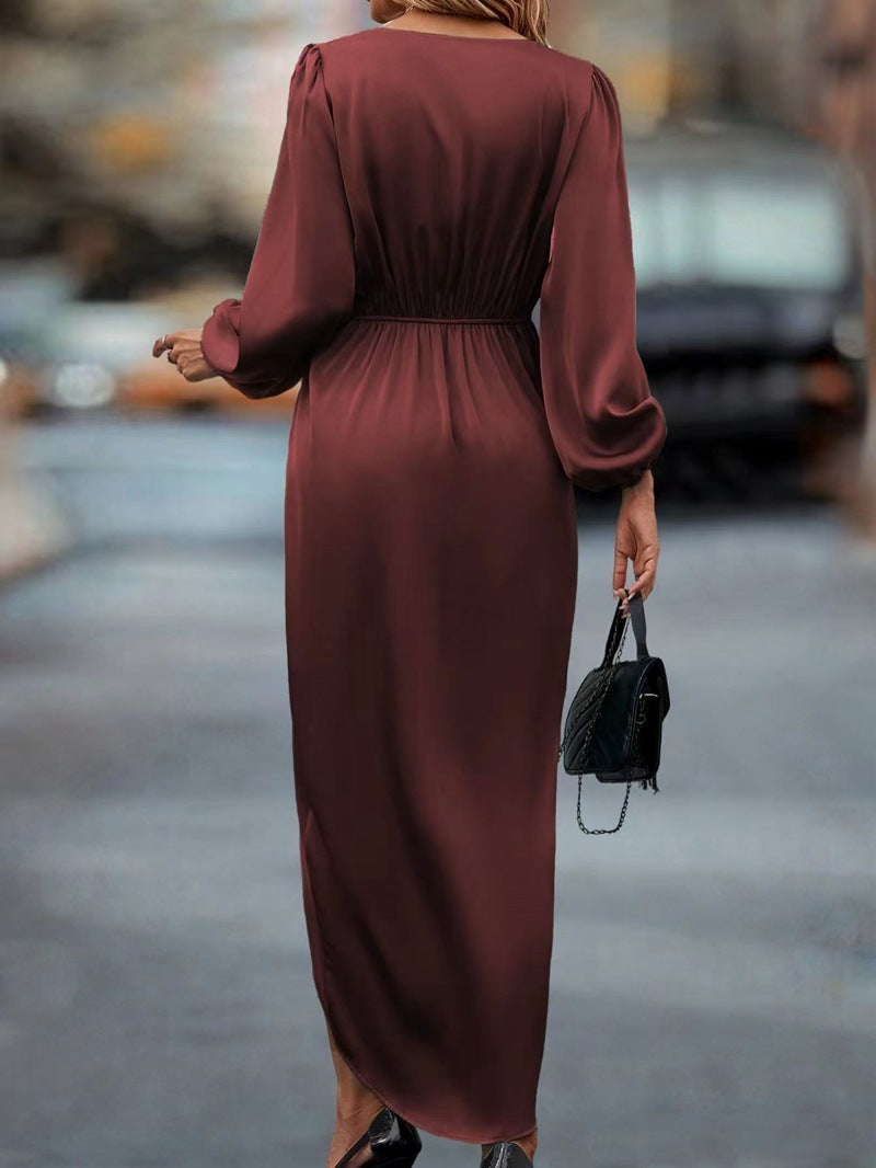 Rose – Elegant Long V-Neck Dress