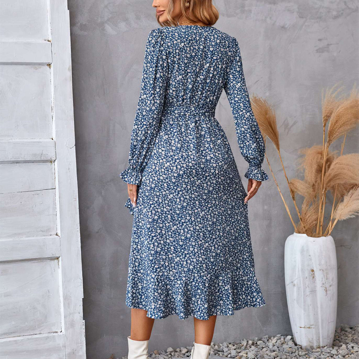 Rebecca – Ruffled Floral Long Sleeve Dress