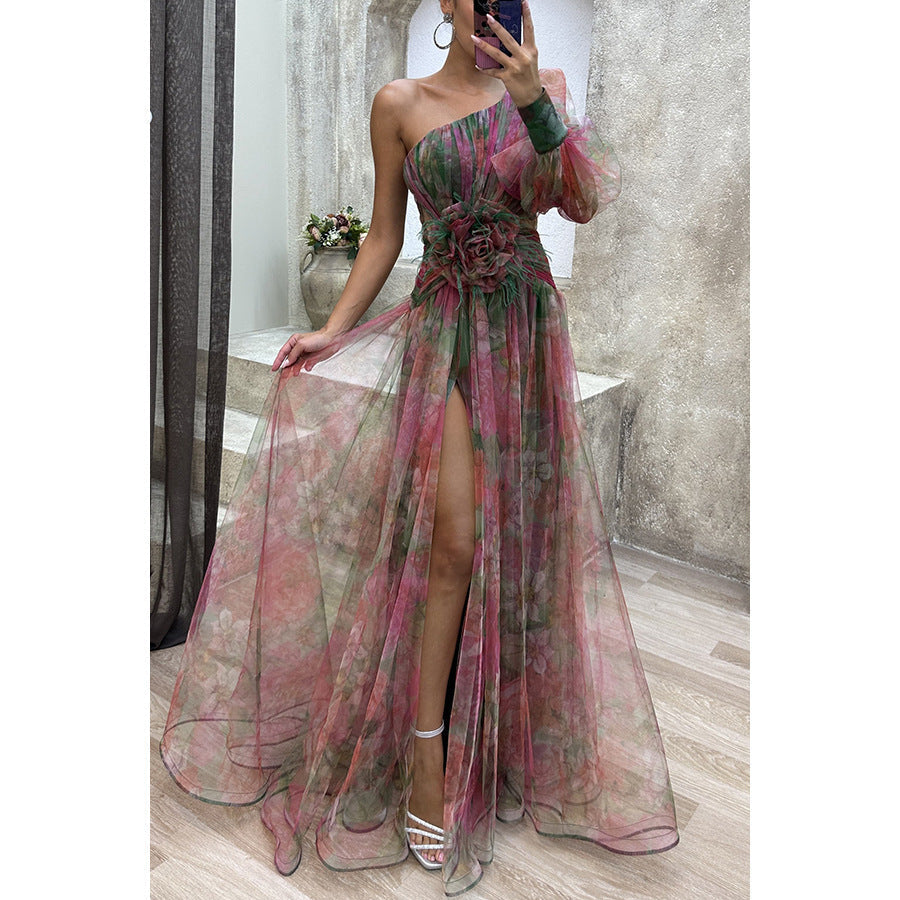 Katie – Off-Shoulder Tie-Dye Slit Dress