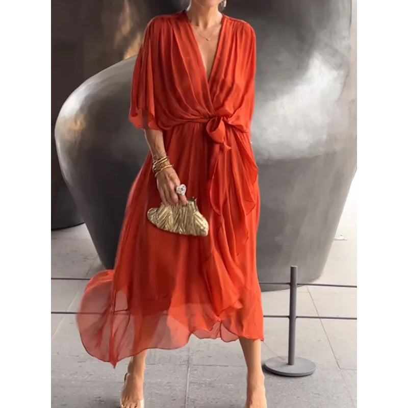 Joy – Elegant Batwing V-neck Dress