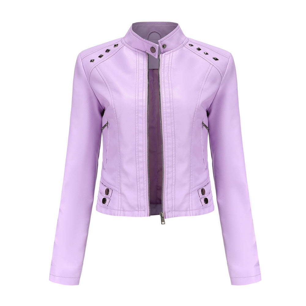 Stephanie – Studded Vegan Leather Short Jacket