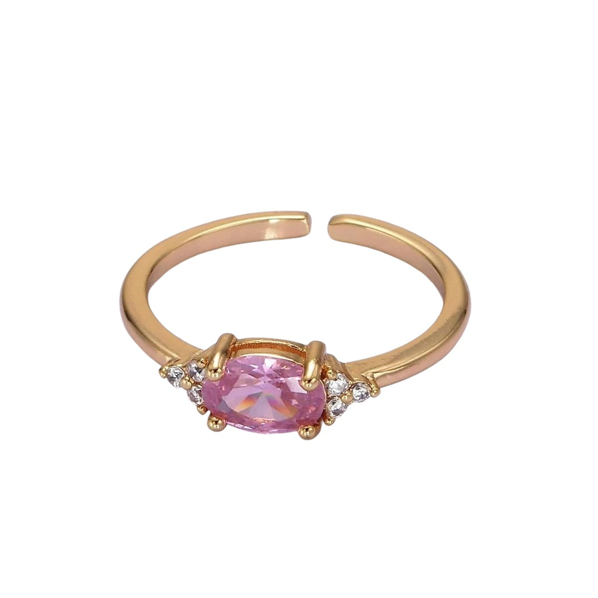 Ruby Solitaire Birthstone Ring in Gold Tone