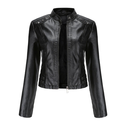 Stephanie – Studded Vegan Leather Short Jacket