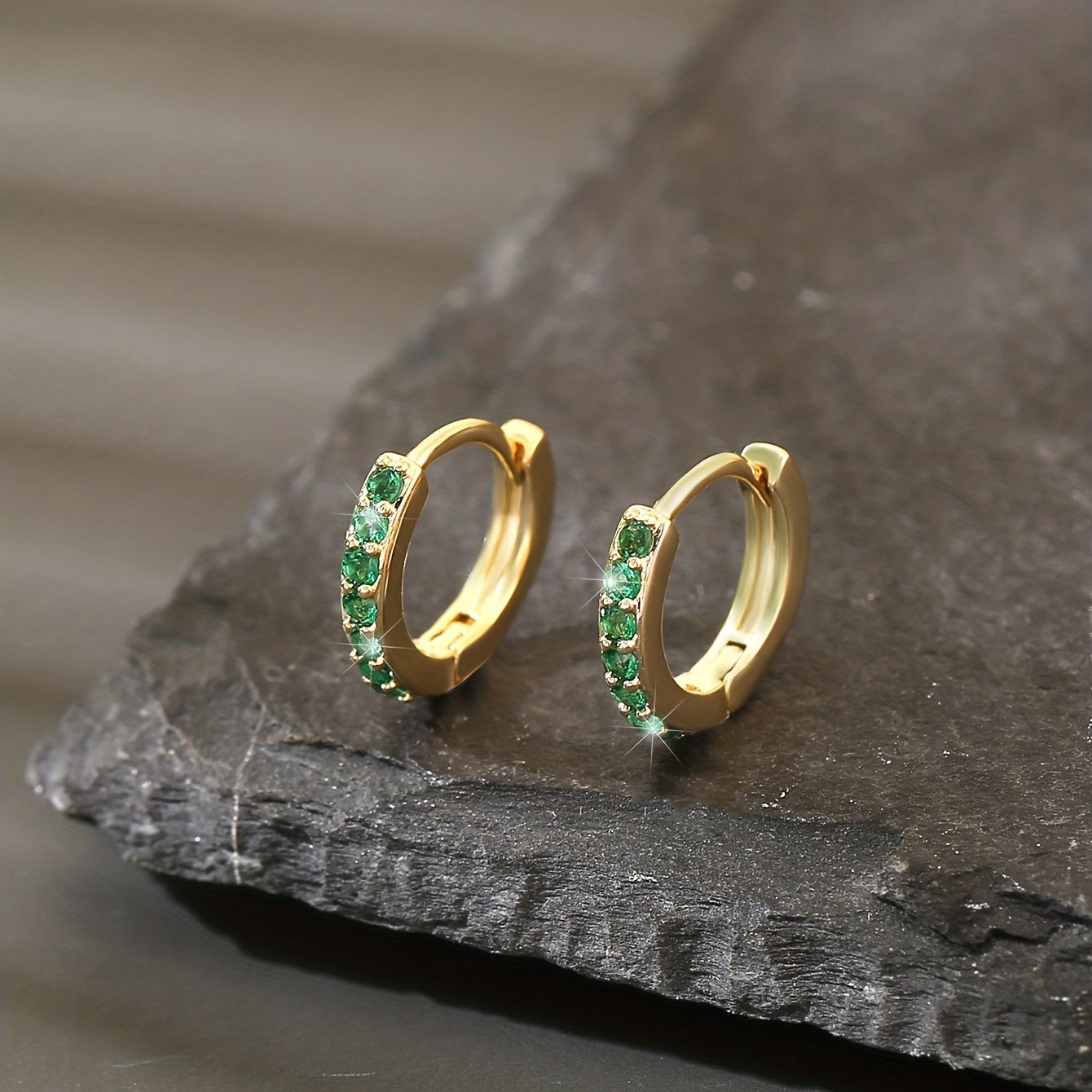 Boho Hoop Earrings with Green Zircon Accents for Everyday Style