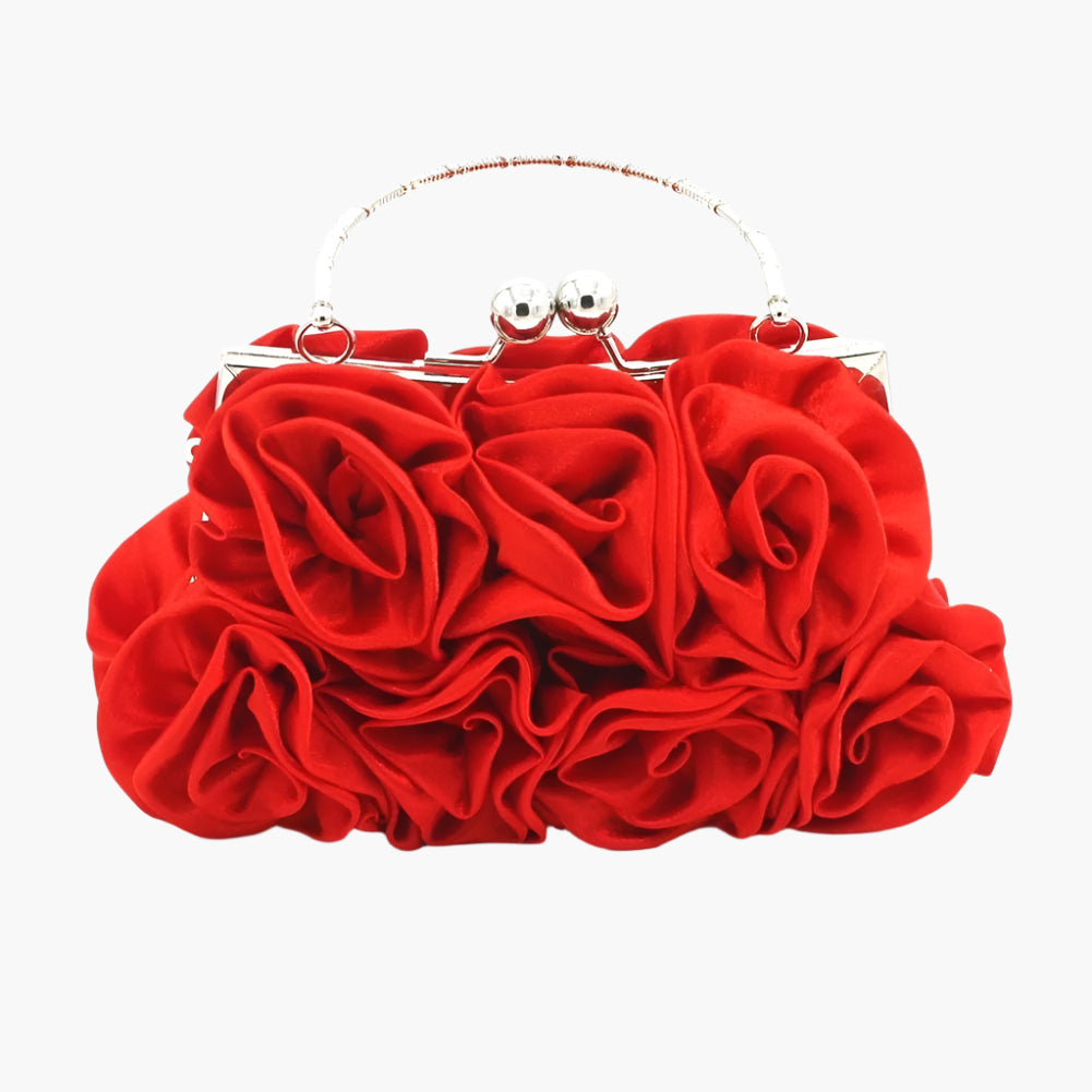 Judith – Satin Floral Handbag with Crystal Top Handle