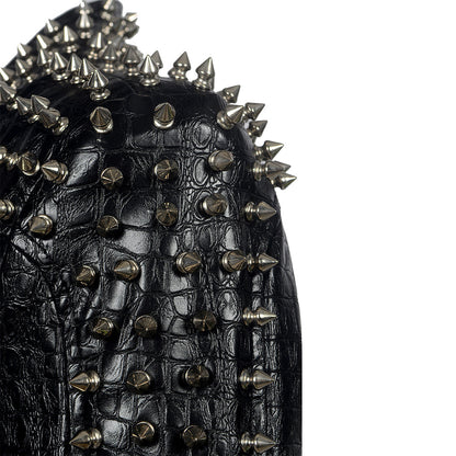 Kirk – Short Vegan Leather Jacket with Punk Style