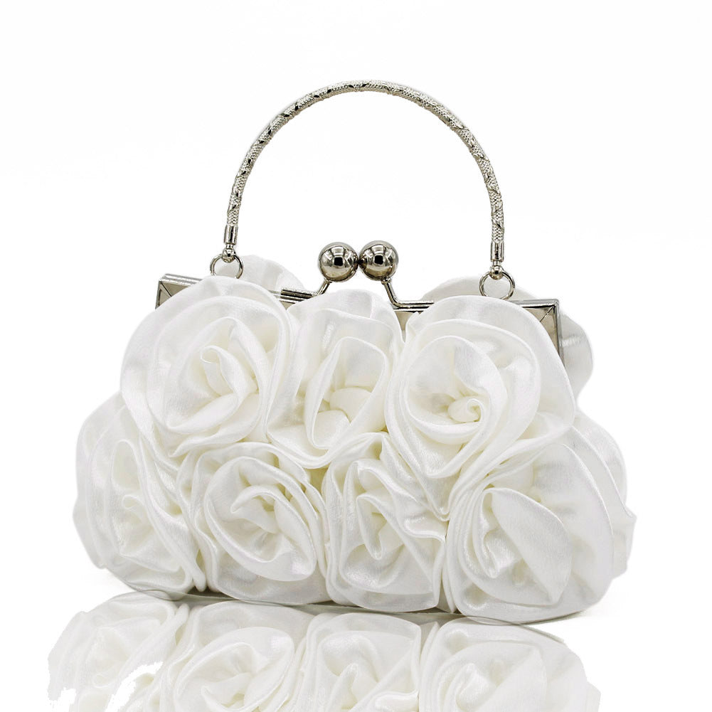 Judith – Satin Floral Handbag with Crystal Top Handle
