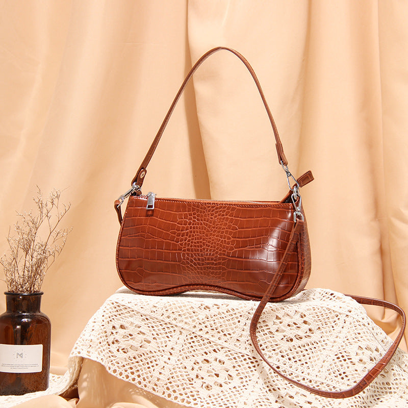 Lydia – Croc-Embossed Vegan Leather Shoulder Bag with Sleek Design