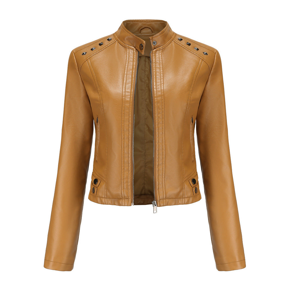 Stephanie – Studded Vegan Leather Short Jacket