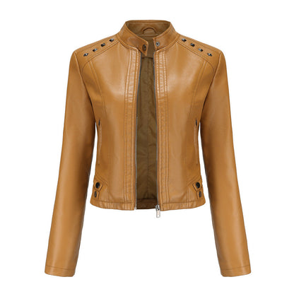 Stephanie – Studded Vegan Leather Short Jacket