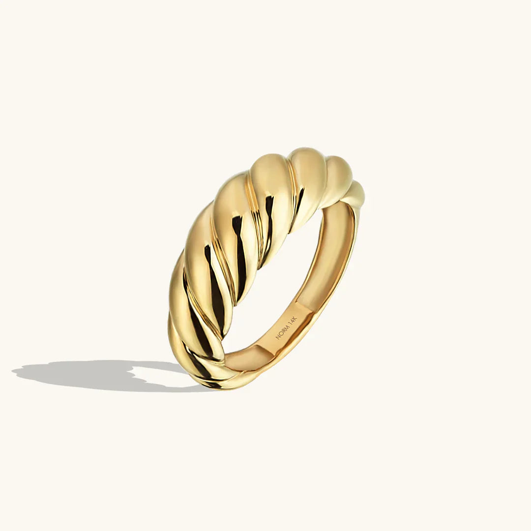 Twisted Dome Ring in Gold Tone