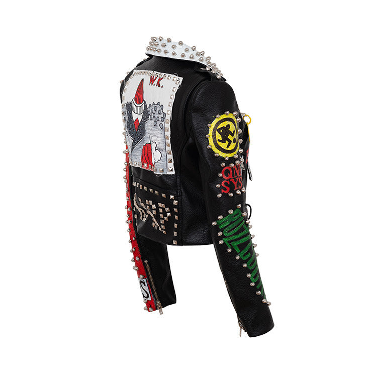 Ryan – Personalized Graffiti Print Motorcycle Jacket