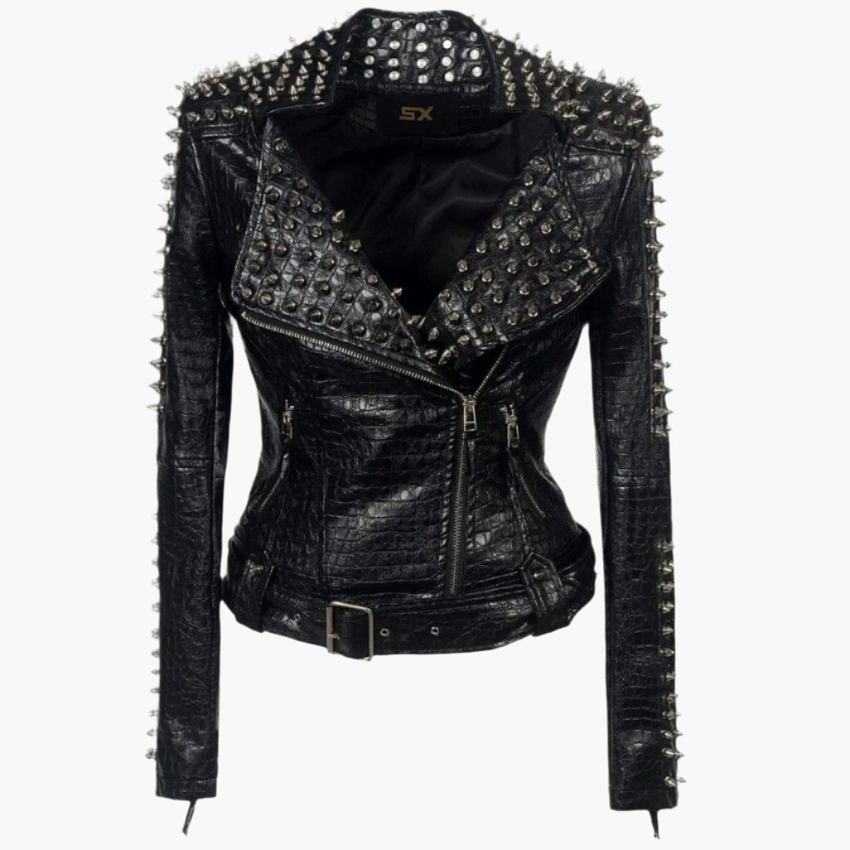 Kirk – Short Vegan Leather Jacket with Punk Style