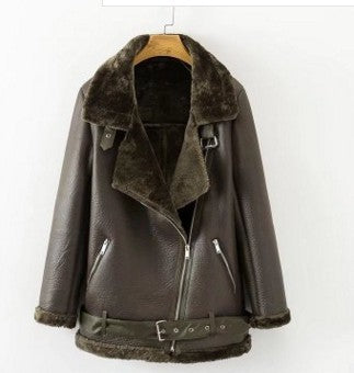 Rebecca – Warm Vegan Leather Jacket with Faux Fur