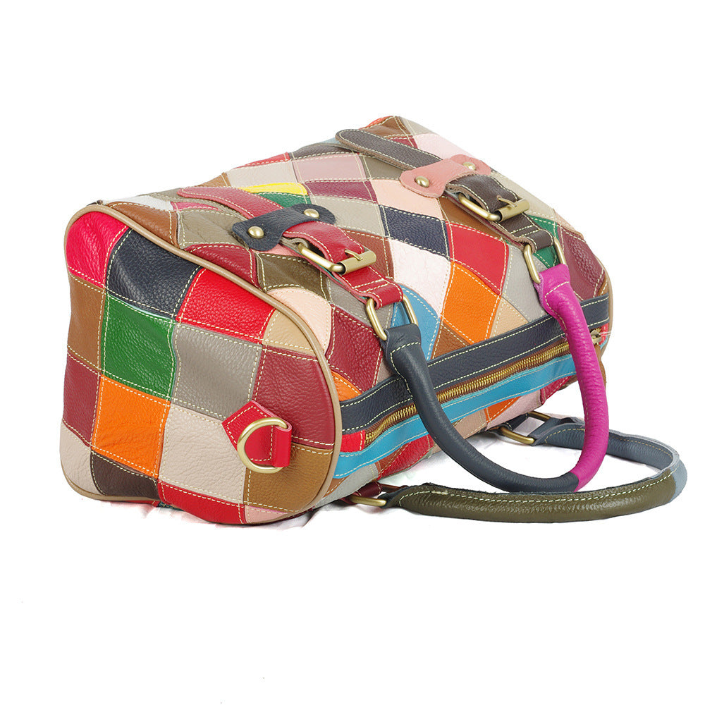 Robyn – Patchwork Vegan Leather Duffel Bag with Bold Design