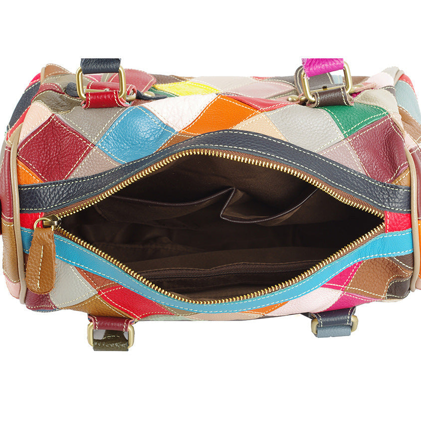 Robyn – Patchwork Vegan Leather Duffel Bag with Bold Design