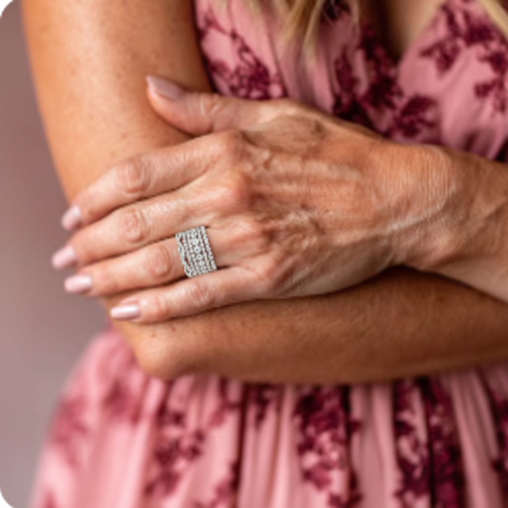 Vintage Silver Sparkle Stacking Rings Set