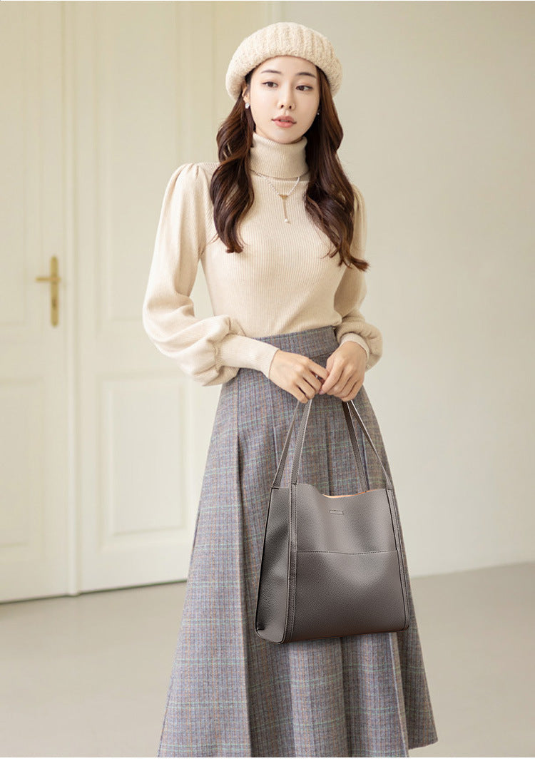 Samantha – Large Vegan Leather Tote Bag with Textured Finish and Dual Handles