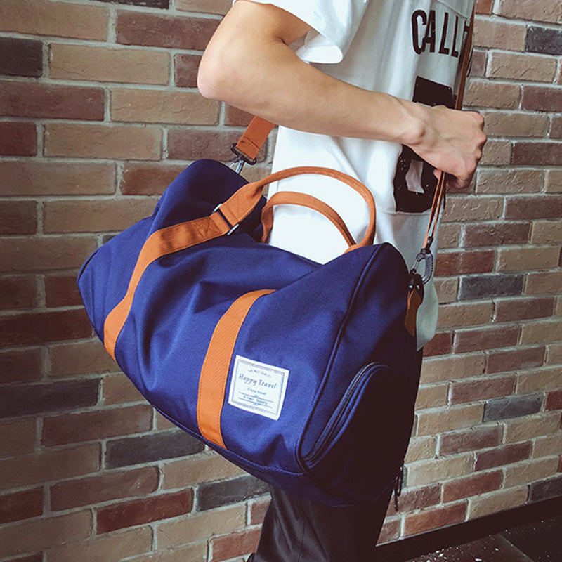 Lauren – Nylon Duffel Bag with Orange Straps for Travel