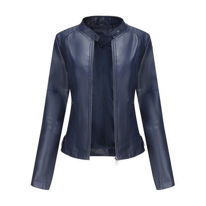 Heather – Slim-Fit Vegan Leather Jacket with Stand Collar