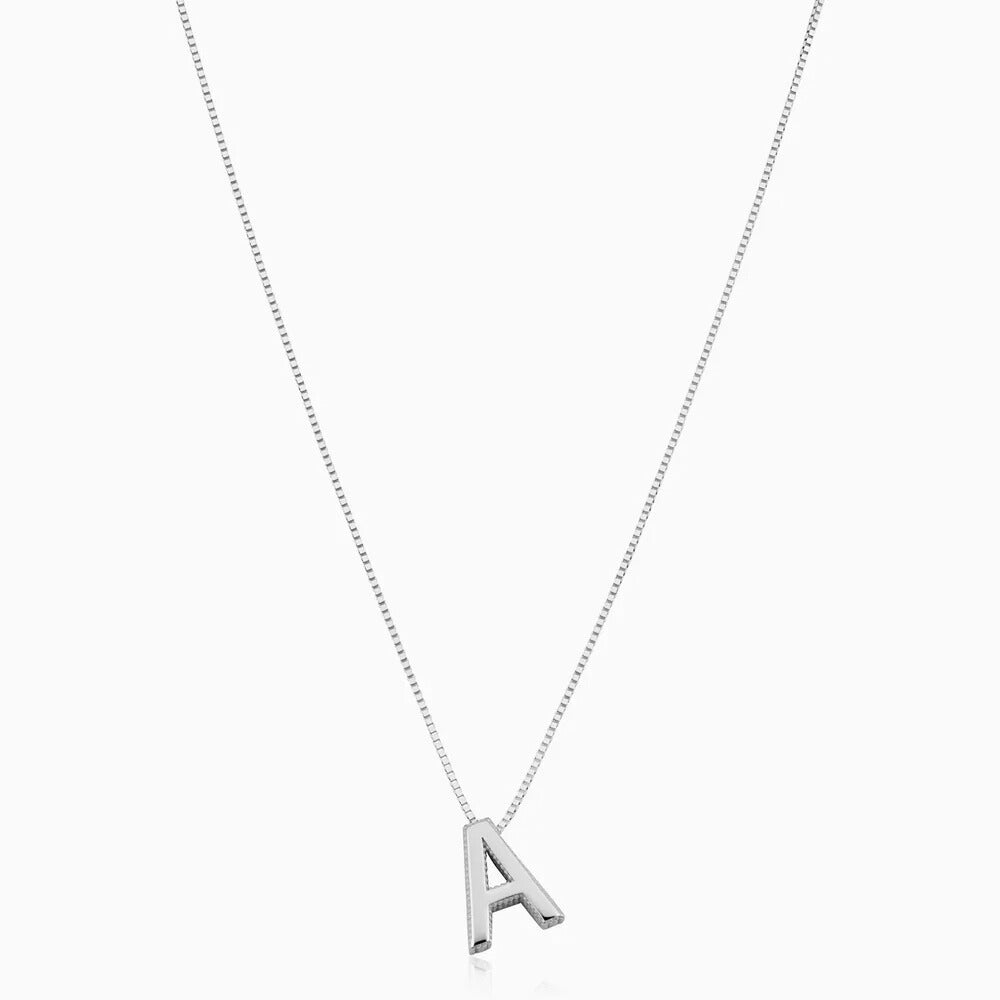 Classic Silver Initial Necklace – Letter Pendant