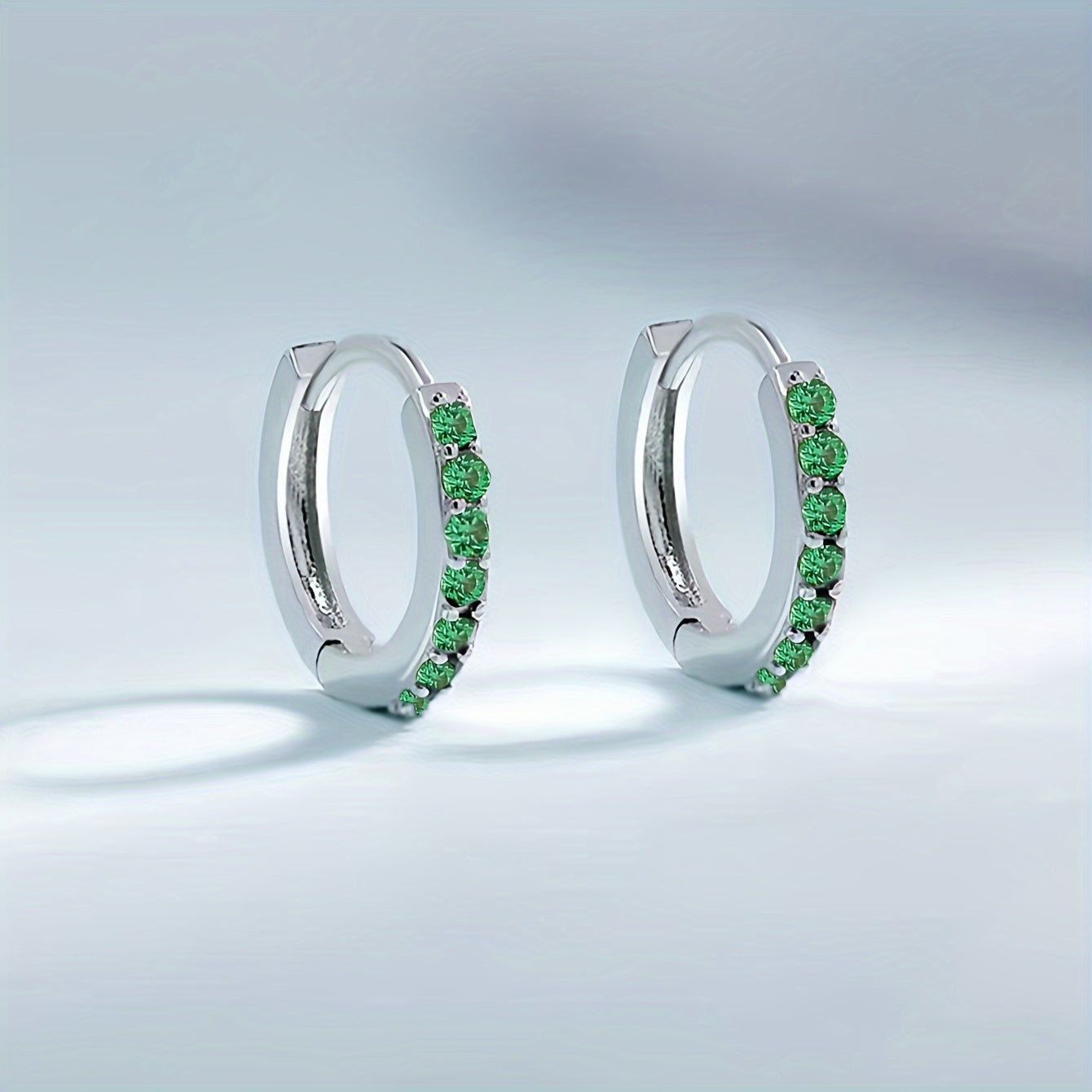 Boho Hoop Earrings with Green Zircon Accents for Everyday Style