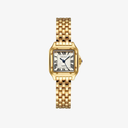 Vintage Gold Square Roman Numeral Bracelet Watch