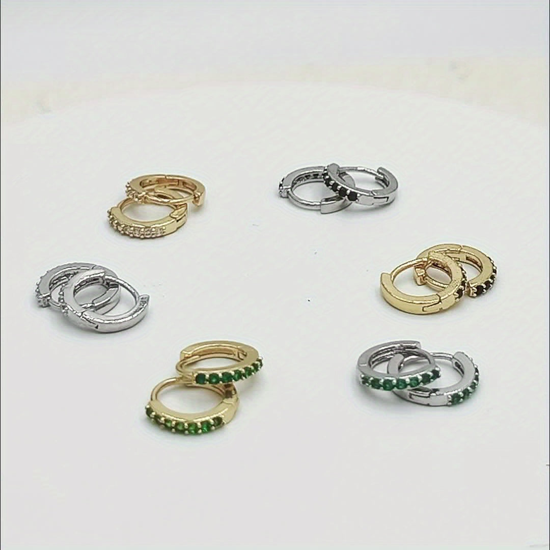 Boho Hoop Earrings with Green Zircon Accents for Everyday Style
