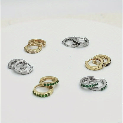 Boho Hoop Earrings with Green Zircon Accents for Everyday Style