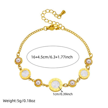 Leanne – Retro Pearl Bracelet with White Shell