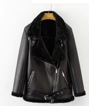 Rebecca – Warm Vegan Leather Jacket with Faux Fur