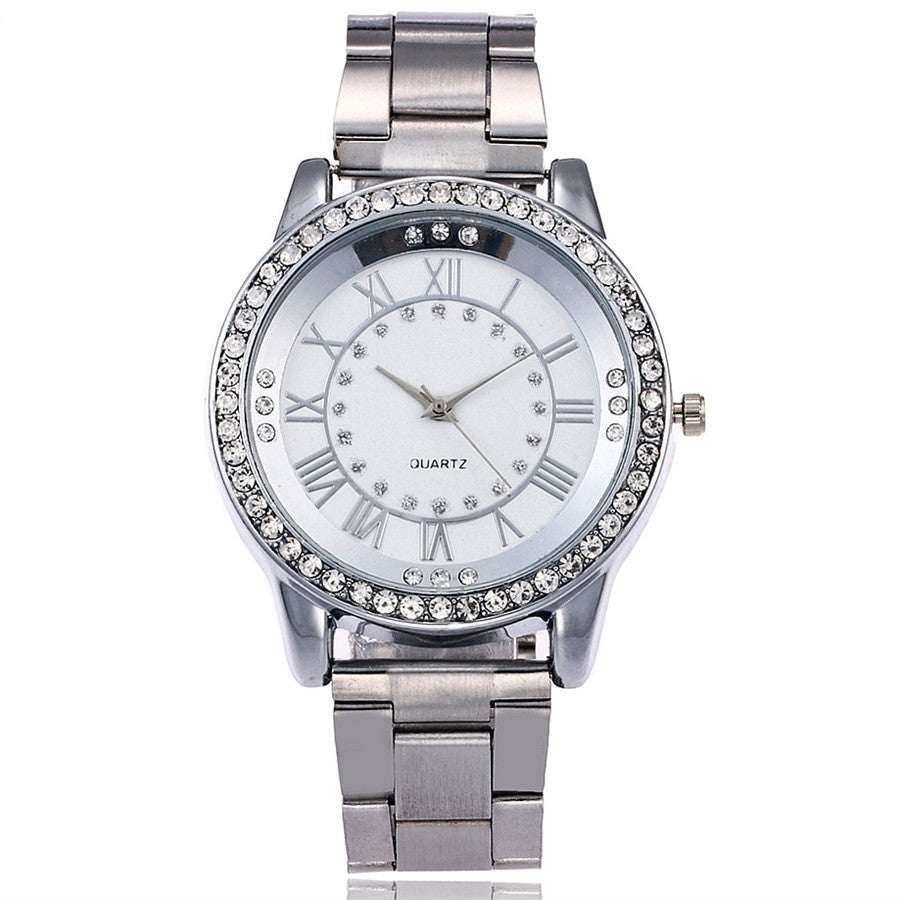 Natasha – Rose Gold Quartz Rhinestone Watch