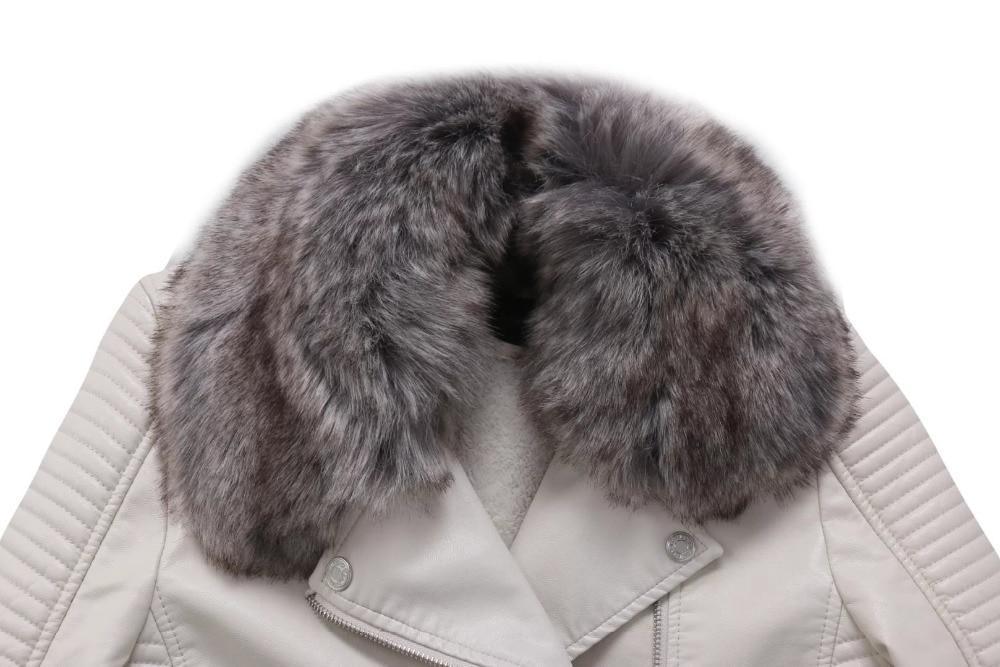 Lily – Detachable Fur Collar Vegan Leather Jacket