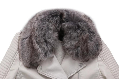 Lily – Detachable Fur Collar Vegan Leather Jacket