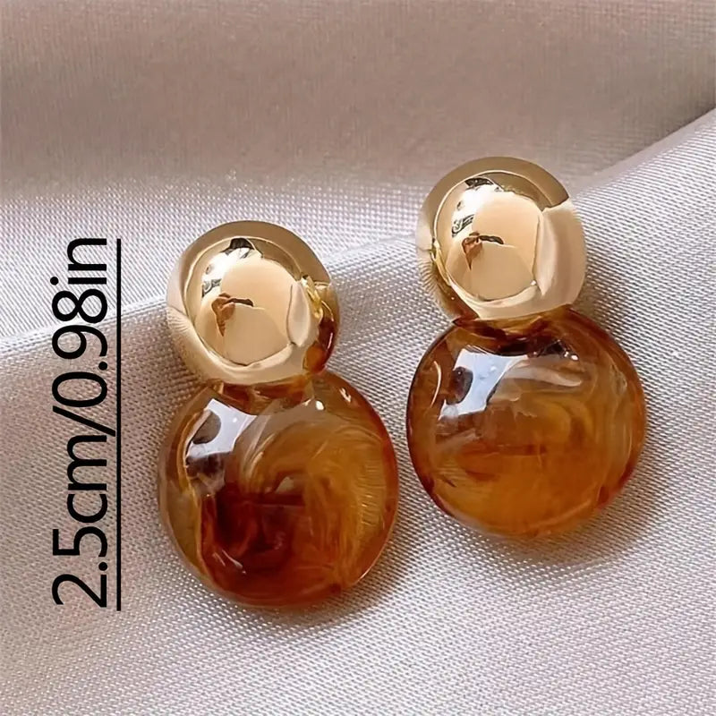 Golden Swirl Drop Earrings in Amber Tone