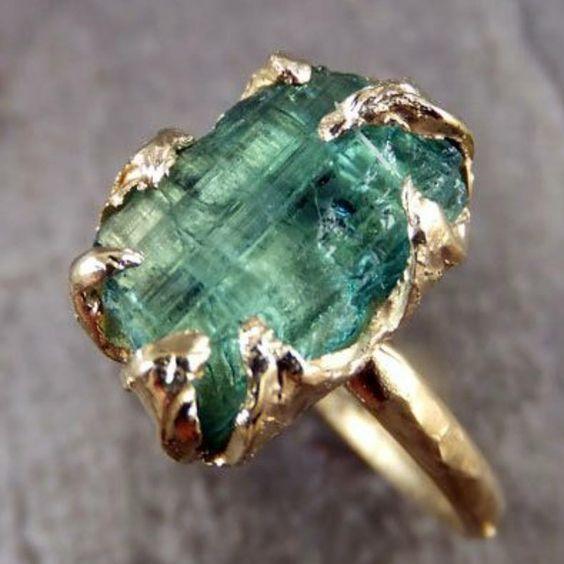 Raw Emerald-Inspired Gold Statement Ring