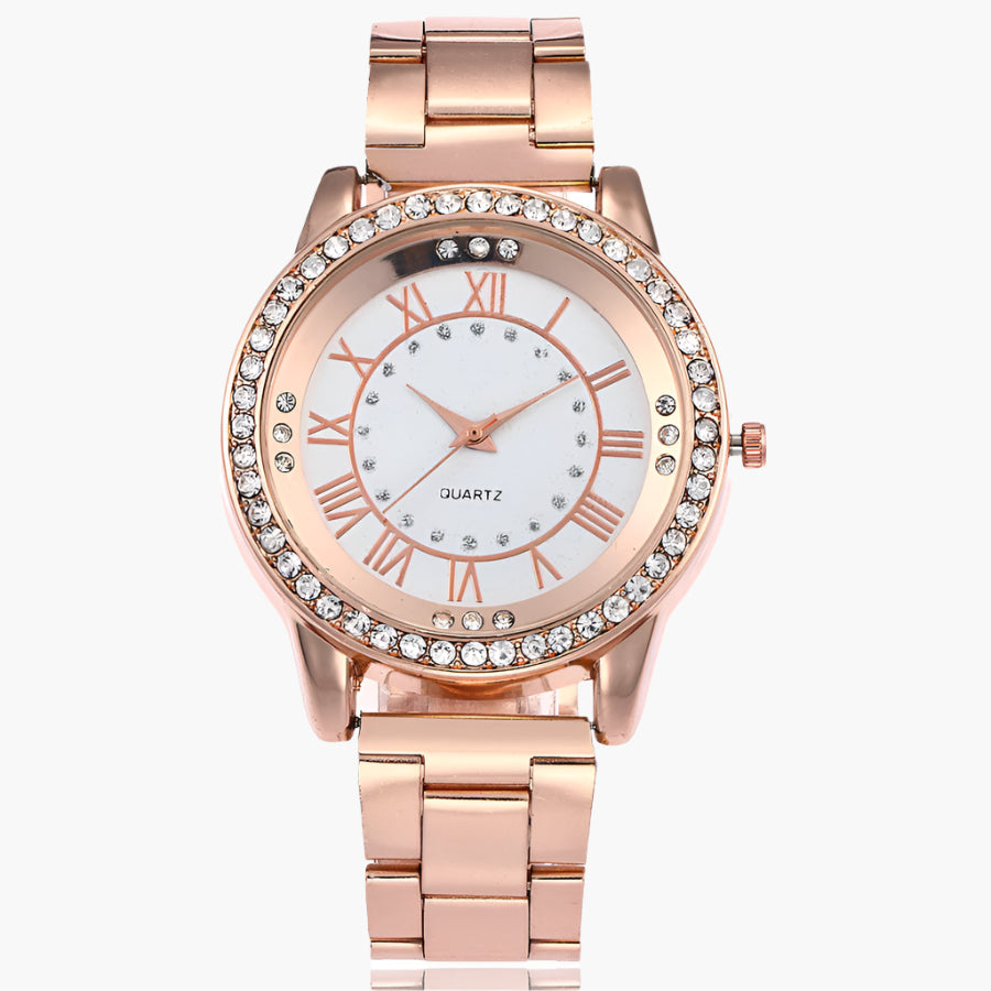 Natasha – Rose Gold Quartz Rhinestone Watch