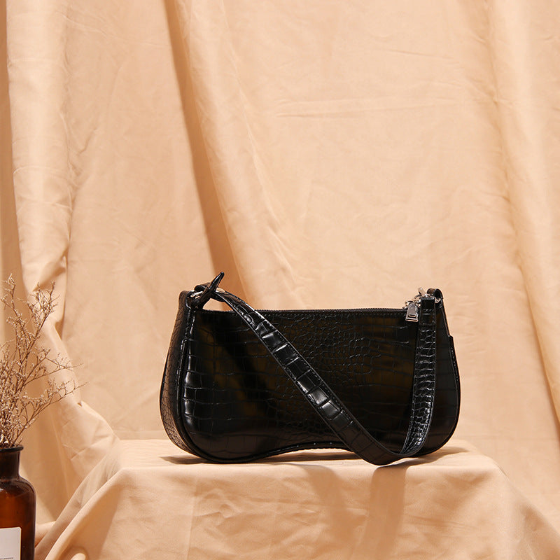 Lydia – Croc-Embossed Vegan Leather Shoulder Bag with Sleek Design