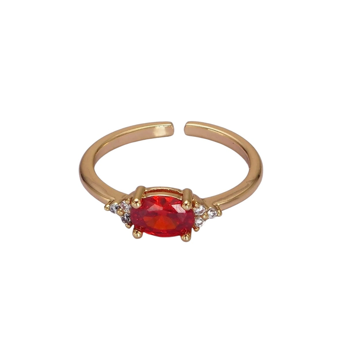 Ruby Solitaire Birthstone Ring in Gold Tone