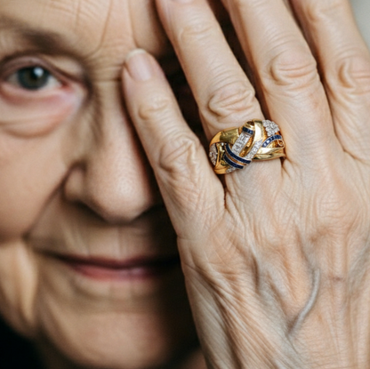 Vintage Floral Bracelet with Blue Accents and Crystal Blossoms