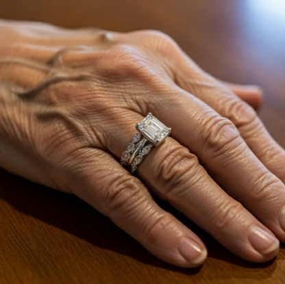 Vintage Silver Radiant-Cut Stacking Ring Set