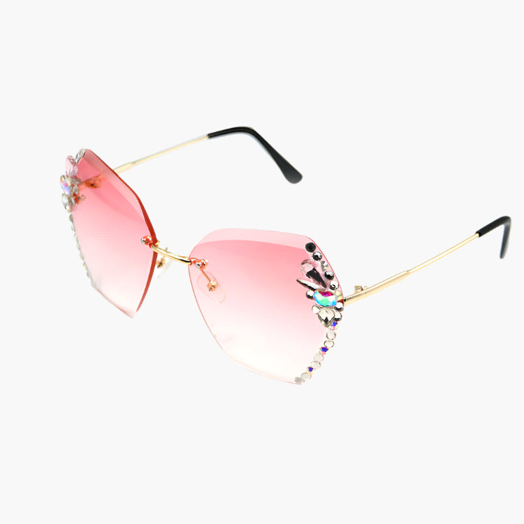 Natalie – Elegant Frameless Sunglasses with Rhinestones