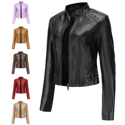 Stephanie – Studded Vegan Leather Short Jacket