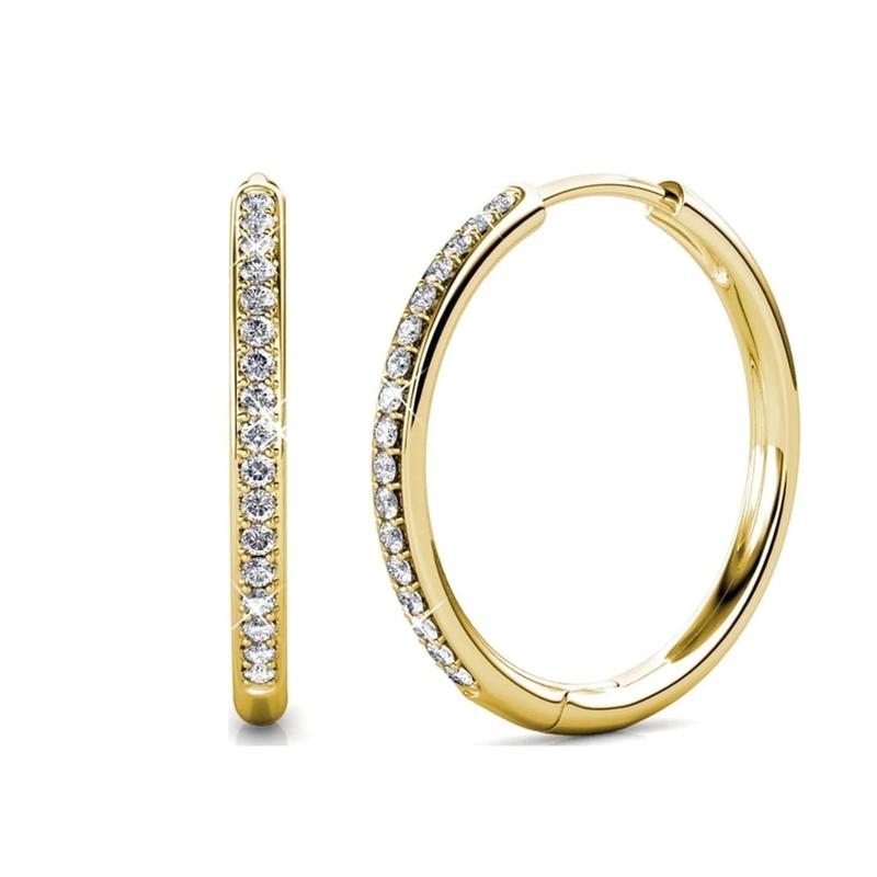 Gold Hoop Earrings with Crystal Accents