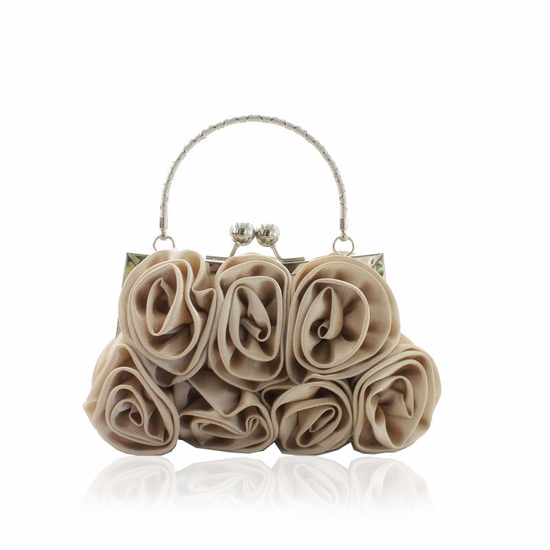Judith – Satin Floral Handbag with Crystal Top Handle