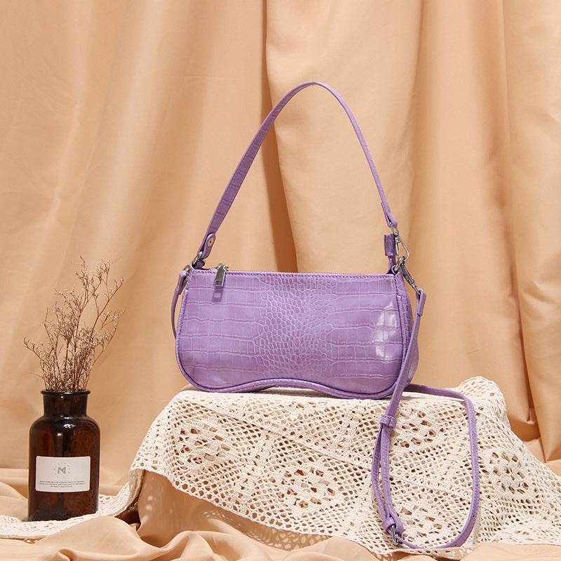 Lydia – Croc-Embossed Vegan Leather Shoulder Bag with Sleek Design